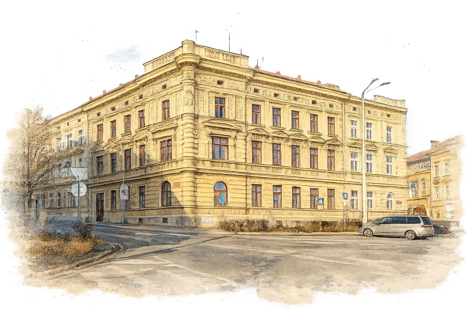 Historická budova Marienhof v centru Znojma