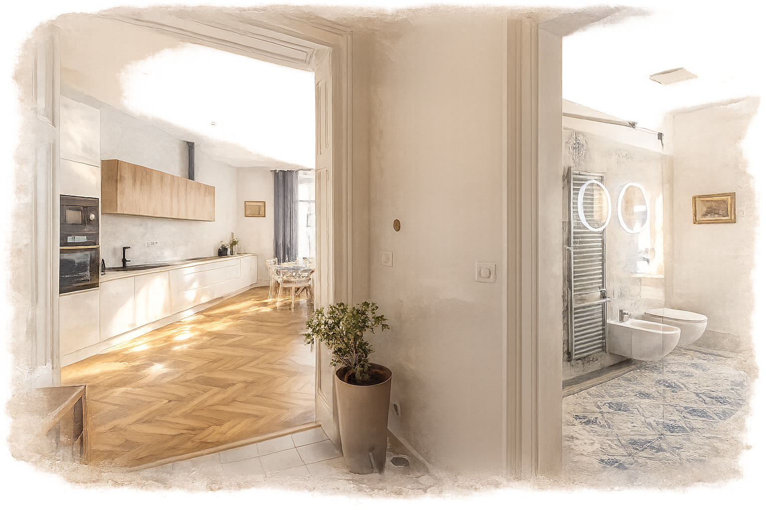 Prostorný rodinný apartmán s velkou postelí a dětskou postýlkou